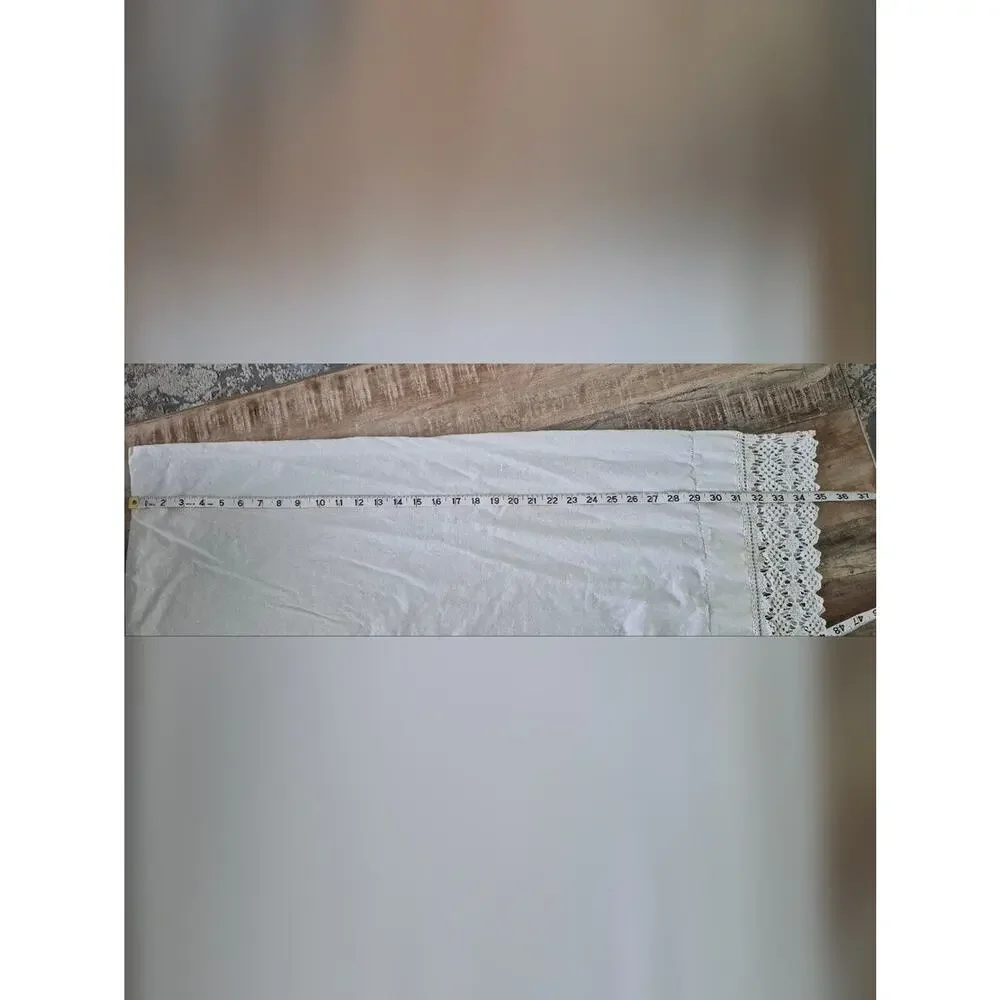 Vintage Handmade White Lace-Trim Cotton Pillowcase 35x21.5 Standard/Queen